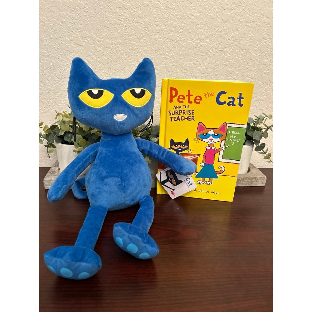 Pete the Cat plush toy and Suprise teacher book NWT